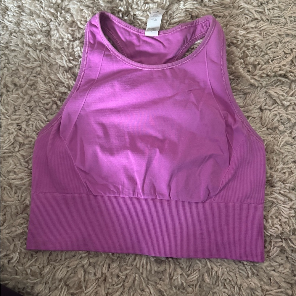 Lululemon- Fuscia Purple High Neck Cropped Workout Tank Sports Bra - Picture 2 of 4